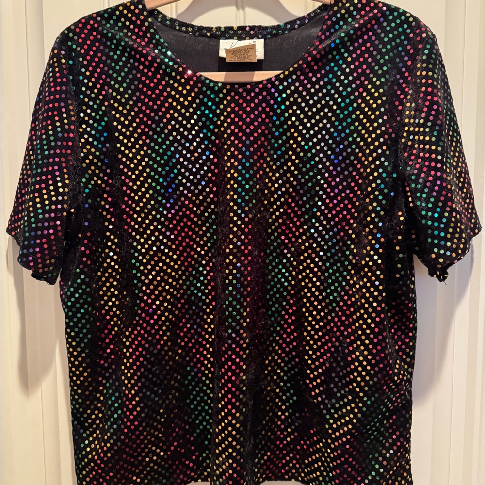 Vintage black sequins top size large.